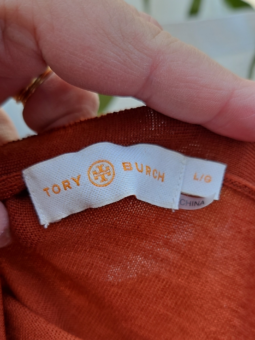 Tory Burch Womens  Burnt Orange Button-Front Cardigan 100 Merino Wool - Picture 4 of 5
